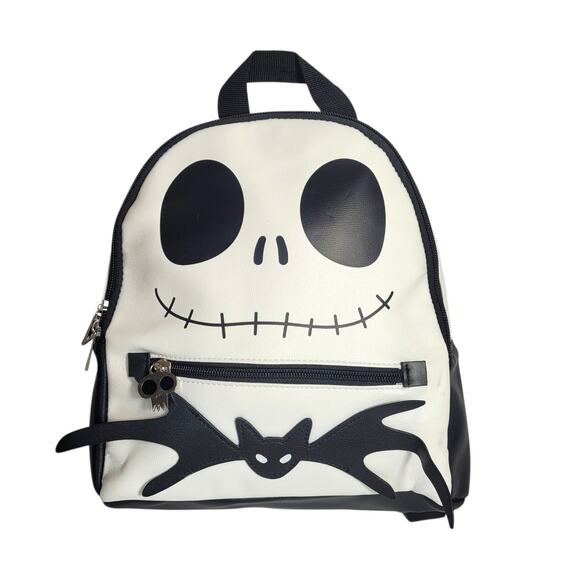 Disney Jack Skellington Mini Backpack Nightmare Before Christmas Black White Bat - Picture 1 of 15